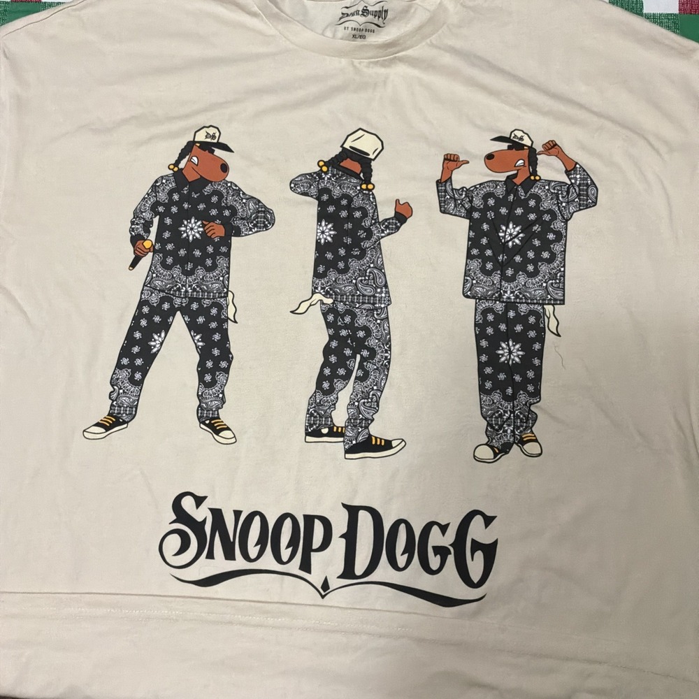 Snoop Dogg Supply Clothing LA Hip Hop Graphic T Shirt Rap Tee Men XL Cream Ivory